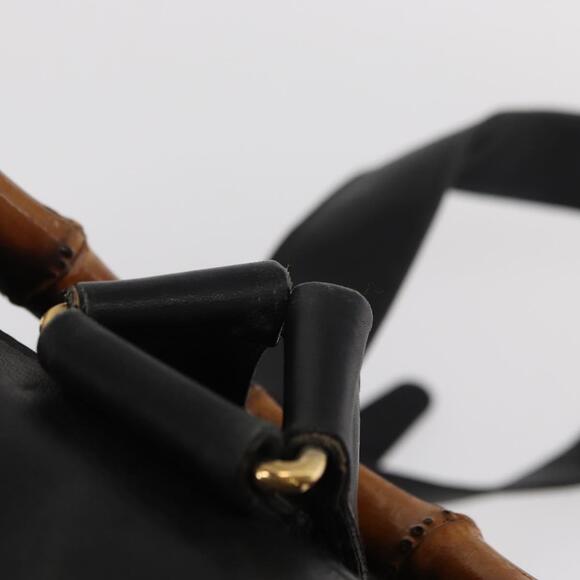GUCCI Bamboo Backpack Leather Black Gold 003 2058 0016 Auth 154504 main image 10